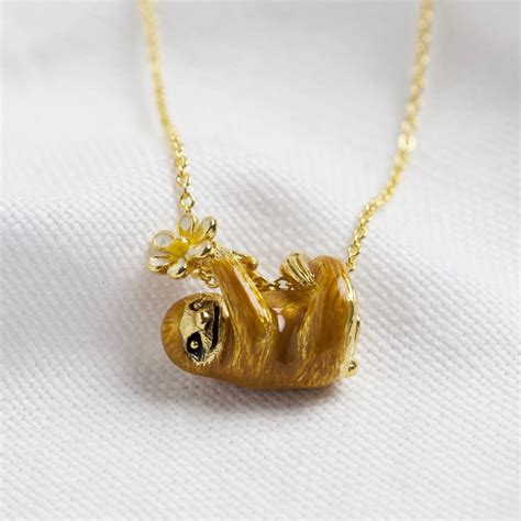 gold sloth necklace